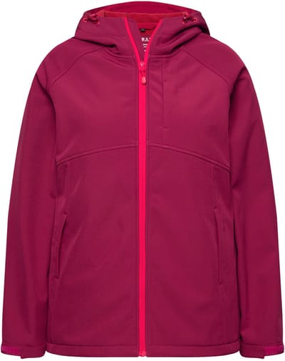 Ulla Popken - Dames - Softshelljas capuchon ritszakken klittenband - Magenta - Maat 42+