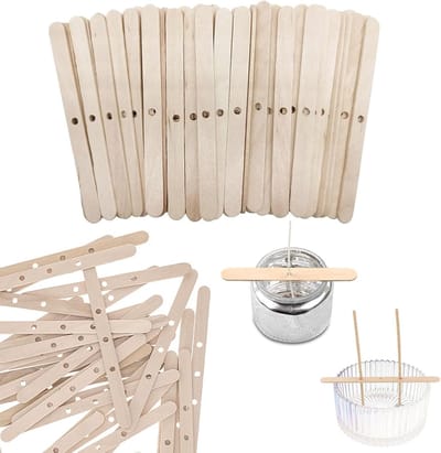 120 Stuks Houten Kaarsenwickhouders met 20 Stuks 3-Holes Kaarsenverzachter en Wick Centerer voor DIY Kaarsenmaken
