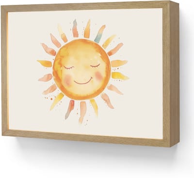 Wandlamp 40x30 cm - Oplaadbaar - Zon - Watercolor - Geel - Wandlampen binnen woonkamer - Slaapkamer lamp - Decoratieve nachtlamp - Vloerlamp draadloos