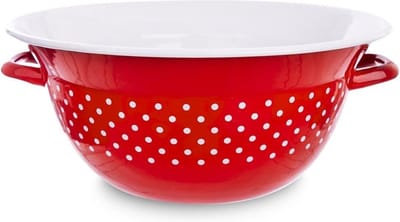 Keukenschaal Geëmailleerd Rood met Stippen TECKA 26 cm, 2,5 l - Keukenkom - Keuken - Mengkom - Kom - Serveerkom