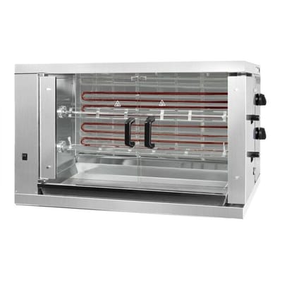GGM Gastro Elektro Hähnchengrill - 6,6 kW - mit 2 Spießen für bis zu 12 Hähnchen Zilver