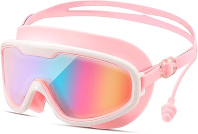 Zwembril voor kinderen, anti-condens, zwembril, 3-15 jaar, duikbril, uv-bescherming, breed en helder gezichtsveld, comfortabel instelbaar, anti-lek duikmasker voor jongens en meisjes
