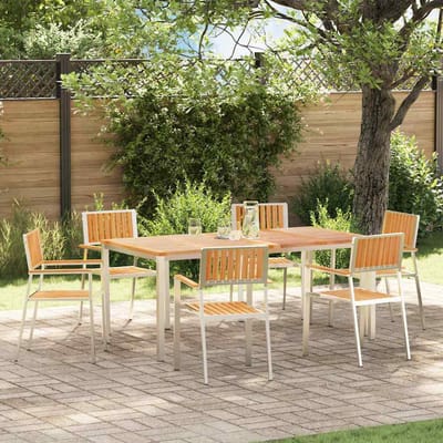 vidaXL Buiten Eettafel Set 7 pcs Bruin Massief Teakhout