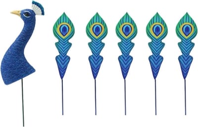 Decoratieve Tuinstekers - Dieren Decoratie - Tuin Verfraaien - Met Afneembare Stang - 8x9.5x8 cm - Blauwgroen Goud
