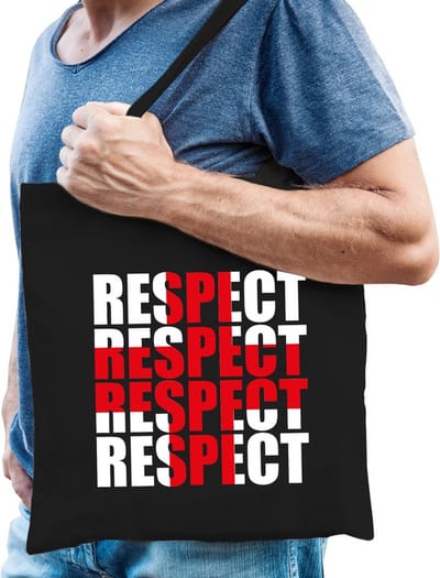 Respect voor de zorg katoenen tas zwart voor heren - waardering / steun tassen - kado / tasje / shopper