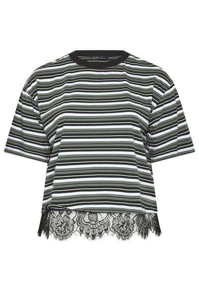 Limited Collection Zwart Gestreept Tshirt Met Kant Size 38