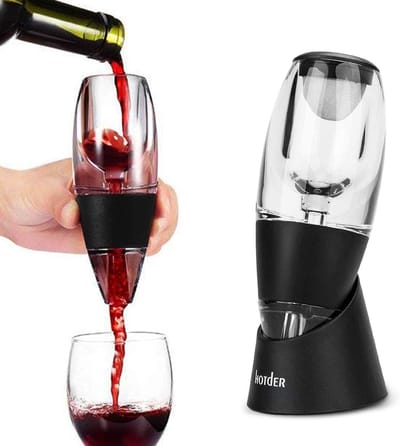 Wijnbeluchter, wijndecanter, standaard, premium wijn, decanteerder met venturieeffect, wijn, decanteerder, rode wijn, aerator set, snelst ontpittende wijnbeluchter