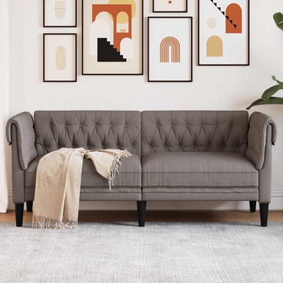 vidaXL - Tweezitsbank - Chesterfield-stijl - stof - taupe