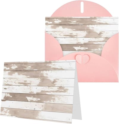 Rustieke Houten Kaarten - Wenskaarten Blank - Persoonlijke Berichten Versturen - Dubbelzijdig Pareleffect - 10x15 CM - Roze