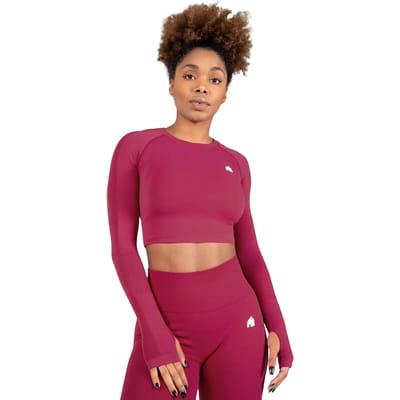 Gorilla Wear Hilton Naadloze Cropped Lange Mouwen - Fuchsia - XS/S