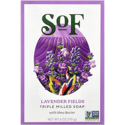 SoF, Lavender Fields, French machine-kneaded soap with organic shea butter, 6 oz (170 g) pink