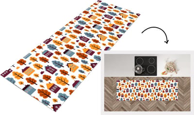 Keukenloper - Loper keuken - Patronen - Huis - Bomen - 150x50 cm - Keukenloper vinyl