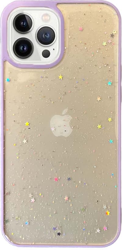 Smartphonica iPhone 11 Pro Max TPU hoesje doorzichtig met glitters - Paars geschikt voor iPhone 11 Pro Max
