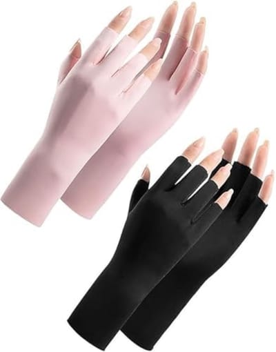 UV-Beschermende Vingerloze Handschoenen 2-Paar Set - UPF50+ Bescherming voor Gelmanicure, Fitness, Fietsen en Buitensport - Zwarte UV Handschoenen voor Vrouwen