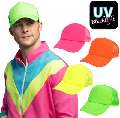 Boland - Pet Neon assorti Neon,Groen,Geel,Roze,Oranje - 56-62 - Volwassenen - Unisex - 80's & 90's - Disco