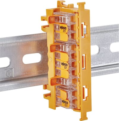 Bevestigingsadapter; Serie 221 - 4 mm²; voor montage op TS 35/schroefmontage; oranje