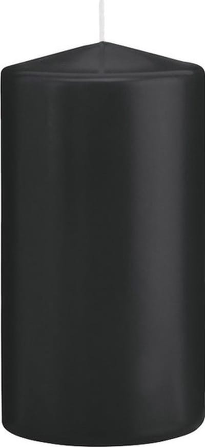 Trend Candles Cilinderkaars/stompkaars - zwart - 8 x 15 cm - 69 branduren - horeca kaarsen