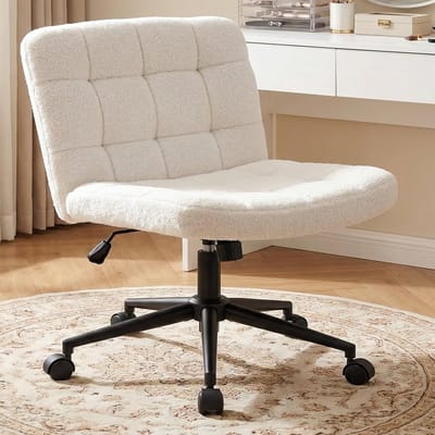 Ergonomische bureaustoel - Stoel zonder armleuningen - Comfortabel werken - Extra breed zitvlak - 63x51 cm - Wit