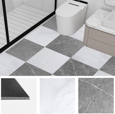 Vinyl Vloertegels - Zelfklevende Tegels - Keuken Badkamer - Waterdicht Krasbestendig - 30x30 cm - Grijs Wit Marmer