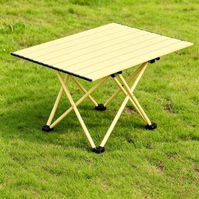 Ultralichte opvouwbare campingtafel 68x48x41 cm Gele strandtafel voor buiten Inklapbare picknicktafel ideaal voor reizen en backpacken