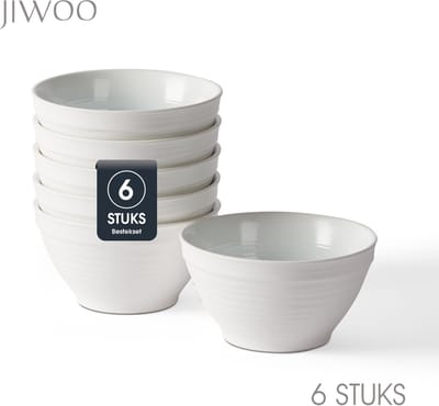 Set van 6 Kommen (Ø 11,8cm / 350ml) Ontbijtkommen, Mueslikom, Soepkom, serviesset 6 persoons, Geschikt voor restaurants, hotels, banketten, familiefeesten, en picknicks, Magnetron-vaatwasserbestendig, Keramiek