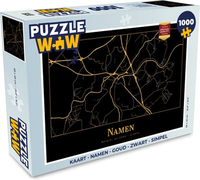 Puzzel Kaart - Namen - Goud - Zwart - Simpel - Legpuzzel - Puzzel 1000 stukjes volwassenen