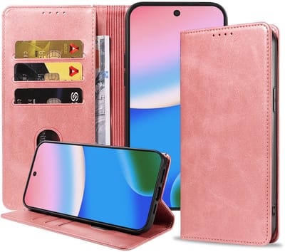 Geschikt voor Google Pixel 10 Telefoonhoesje Kunstleer met Magnetische sluiting en Pasjeshouder Bookcase met Klepje - Walletcase with Cardslot - Rosé Goud - Smartphonica geschikt voor Google Pixel 10