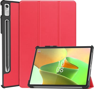 Hoesje Geschikt voor Lenovo Tab P11 Pro - Dun & Stevig - Trifold Bookcase - Hard Cover Case - Met Uitsparing Geschikt voor Lenovo Pen - Hardcover Book - Tablet Hoes - Rood