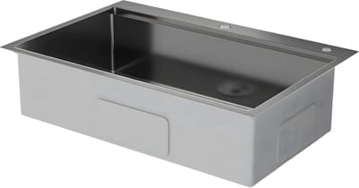 304 roestvrijstalen waterval aanrecht - Voor keuken & badkamer - Grote enkele sleuf geïntegreerde spoelbak met uittrekbare kraan - RVS (84 x 56 cm, topmontage)