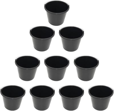Bouwemmers Set - Kunststof Emmers - Klusjes Thuis - Met Maatverdeling - 10 Stuks 5L - Zwart