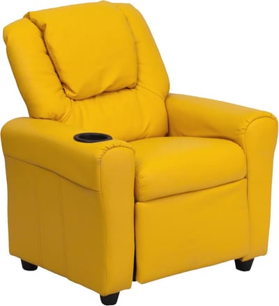 Moderne Kinderfauteuil met Bekerhouder en Hoofdsteun - Geel