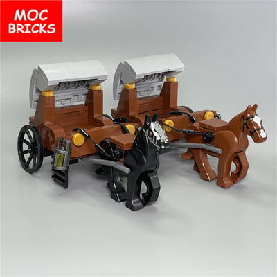 Kit MOC Stenen Middeleeuwse Koets Koninklijke Prinses Paardenkar Kasteel Accessoires Bouwstenen Monteren Kinderspeelgoed