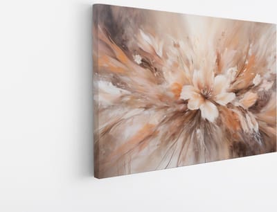 Saammp Canvas Schilderij - Witte Bloem - Beige - Abstract - 30x20 - Foto op canvas - Wanddecoratie - Muurdecoratie Woonkamer - Kantoor Decoratie