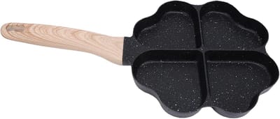 Hartvorm Eierpan - Omelet Koekenpan - Ontbijt Maken - Antiaanbaklaag - 13.2x6.7in - Zwart