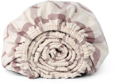 Yumeko hoeslaken flanel mauve check 90x200x30 - Biologisch & ecologisch