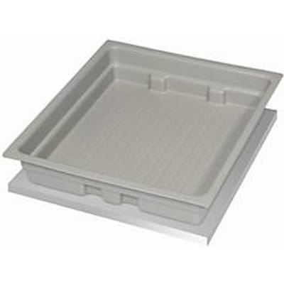 Standaard lade voor asecos veiligheidskasten van de series Q30, Q90, S90 en K90, polypropyleen, grijs, B 435 x D 482 x H 94 mm, 11 l, tot 50 kg