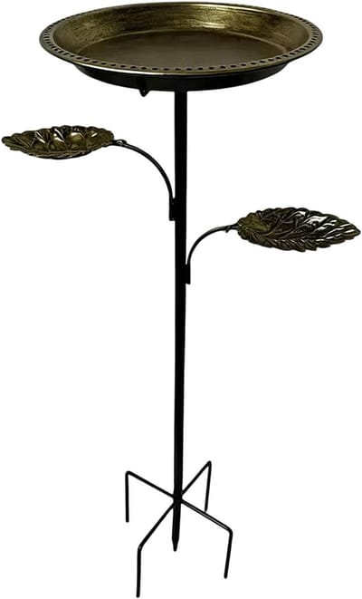 Metalen Vogelbad voor Buiten - Grondstaaf Vogelbad - 93 cm Hoogte, 30 cm Kom - 5-Poot Basis - Vintage Rood Koper Look - 1 stuk