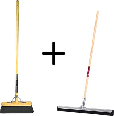 Synx Tools Paardenhaar 29cm + Vloertrekker 35cm met Steel 120cm - Kamerveger – Vloerreiniger – Moppen – Zachte binnenbezem met steel 120cm