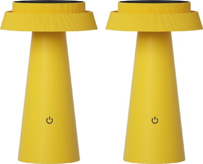 Luxus Europe - Tafellamp Solar Mambo - Set van 2 Geel - Draadloze LED Solar Tafellamp Buiten - Zonne-energie & USB-C Oplaadbaar - 3 Lichtkleuren - Dimbaar - IP54 Waterbestendig