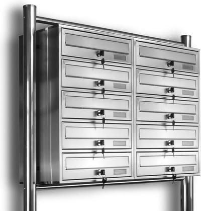 Brievenbus - 10 Woonadressen - RVS - 2x5