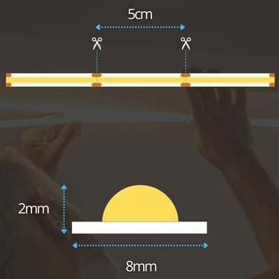 LED Strip COB - 10 Meter - Complete Set - 6000k - Koud Wit - 24V - 480LED/m - Met Draadloze Mi-Light(MiBoxer) Touch Wandbediening(Zwart)