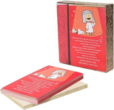 Kerstkaarten - Wenskaarten Kerst - Versturen Vakantie - Charlie Brown Thema - 5 1/8" x 7 3/4" - Rood