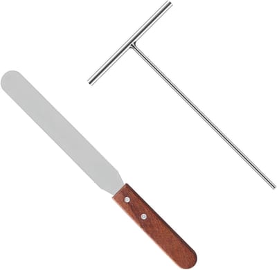 Pannenkoekenspatel - Crêpe verdeler - Bakken van gebak - T-vormig ontwerp - 32 cm - Zilver rood