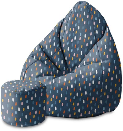 DreamRoots Velvet Zitzak voor Volwassenen – Luxe Beanbag met Voetsteun en Afneembare Hoes – Inclusief Vulling – 80x80x120 cm - Colorful Rain