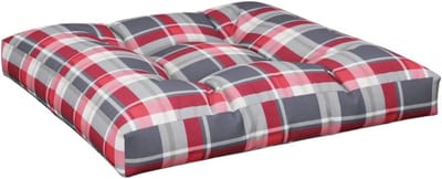 Palletkussen - Bankkussen Buiten - Buiten Zitten - Waterbestendige Stof - 80x80 cm - Rood ruitpatroon