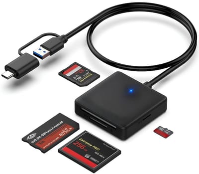 KAD® SD Kaart Lezer - Geschikt voor PC, Laptop, Tablet & Telefoon - SD Kaart Leze - Zwart - 15cm x 9cm x 2cm