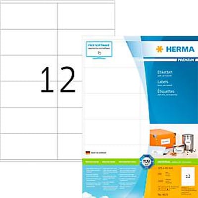 Herma premium adresetiketten nr. 4635, 105 x 48 mm, zelfklevend, permanent hechtend, bedrukbaar, papier, wit, 2400 stuks op 200 vellen