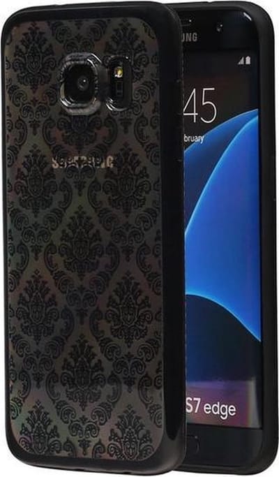 Zwart Brocant TPU back case cover hoesje voor Samsung Galaxy S7 Edge