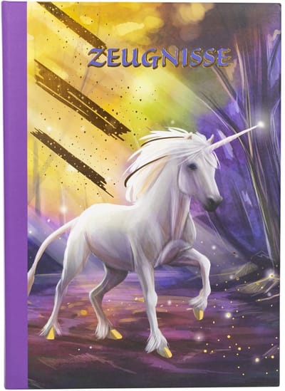Idena 20132 - Certificaatmap in eenhoorndesign, met 12 insteekvakken voor DIN A4-formaat