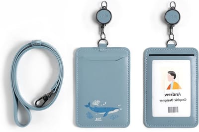 Dubbelzijdige Badgehouder - ID Kaarthouder Lanyard - Kantoorwerk Identificatie - Dubbelzijdig Toegang - 16 x 7 cm - Blauw